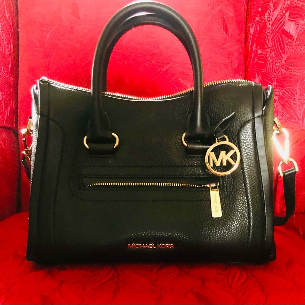 Michael Kors Black Satchel with Gold Hardware